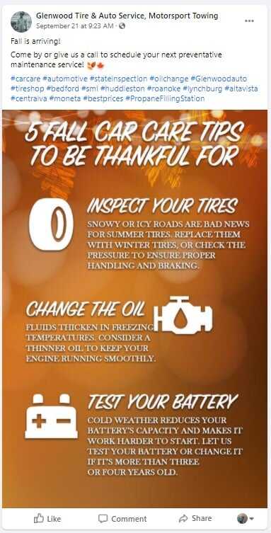 5 Fall Car Care Tips Facebook Post Image