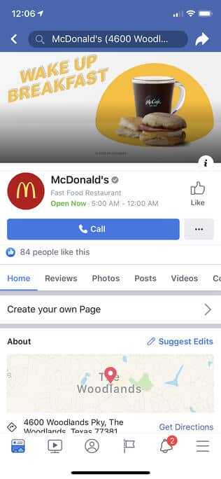 Mcdonald's Facebook Page Image