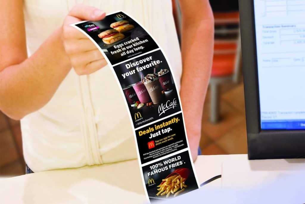 custom printed receipt advertising for mcdonalds