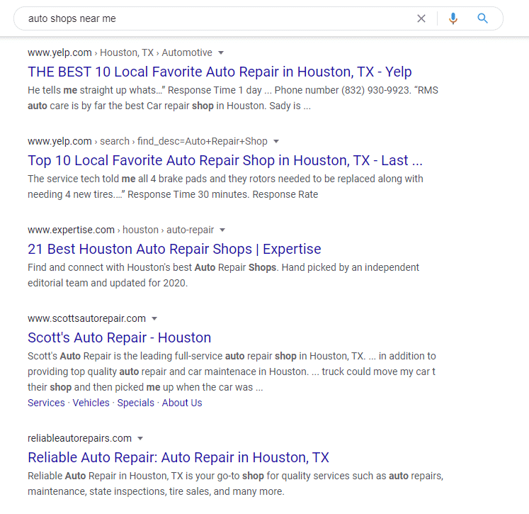 google small auto shops near me
