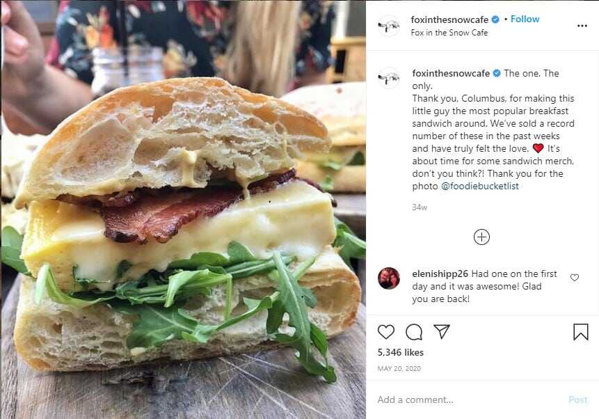restaurant instagram post