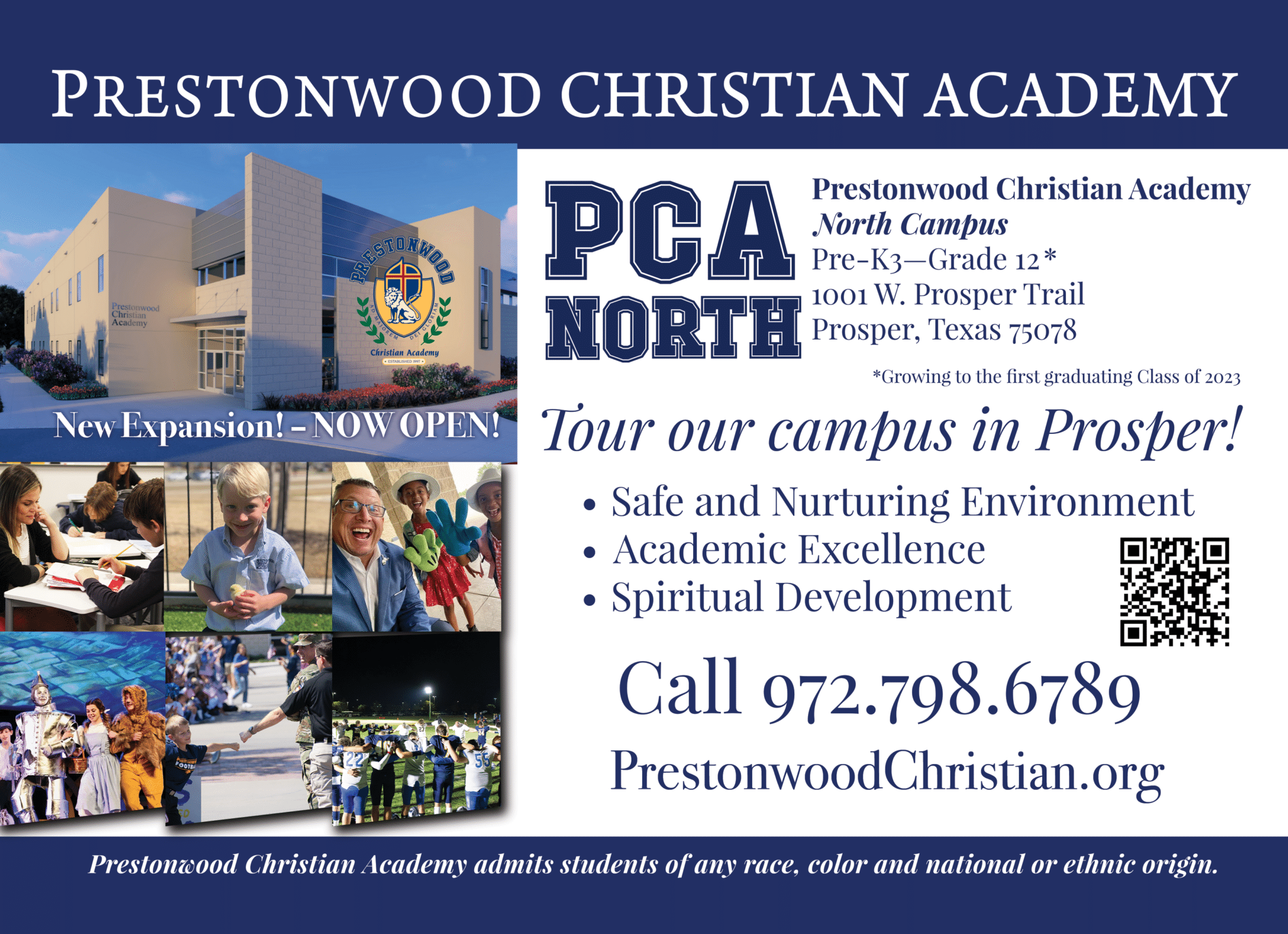 Prestonwood Christian Academy, North Campus in Prosper, TX PrestonwoodChristian.org