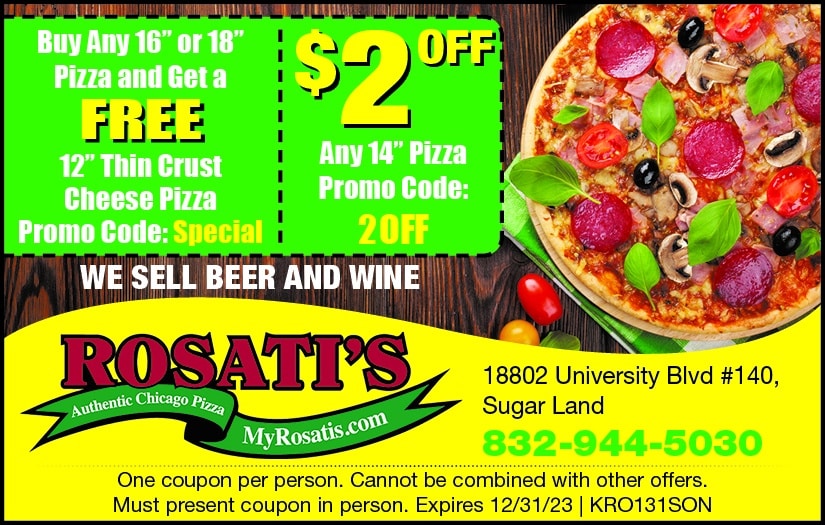 Rosati's Pizza Sugar Land: Free 12