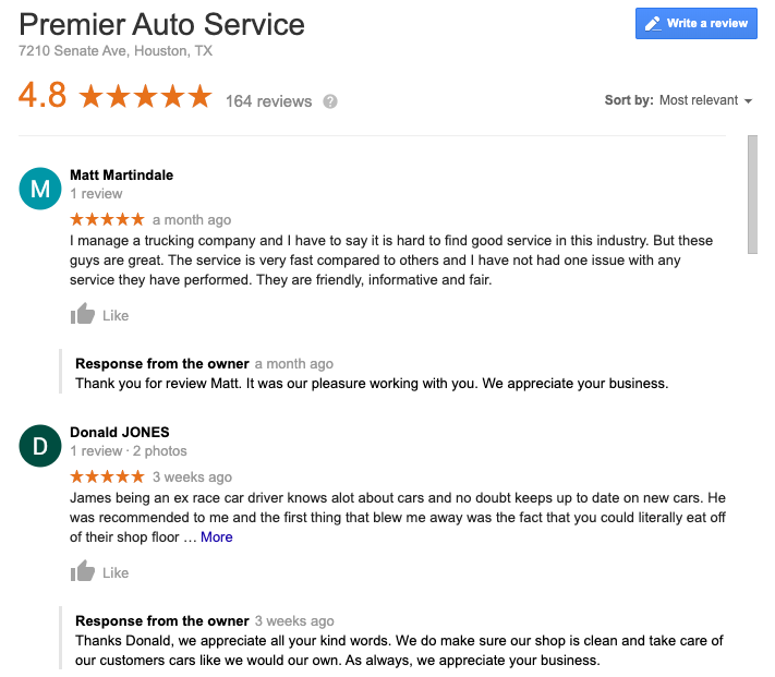 premier auto service reviews